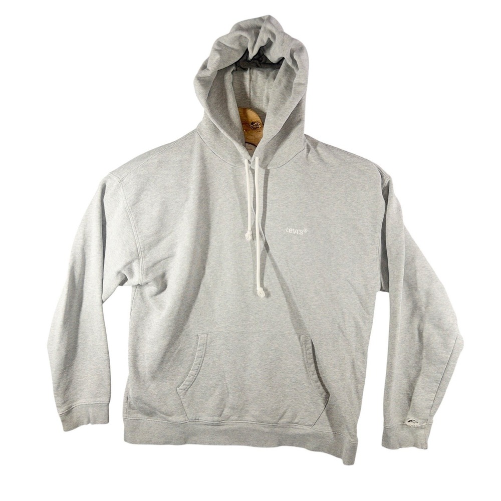 Vtg Levis Gray‎ Hoodie Mens Large Casual School Activewear Distressed